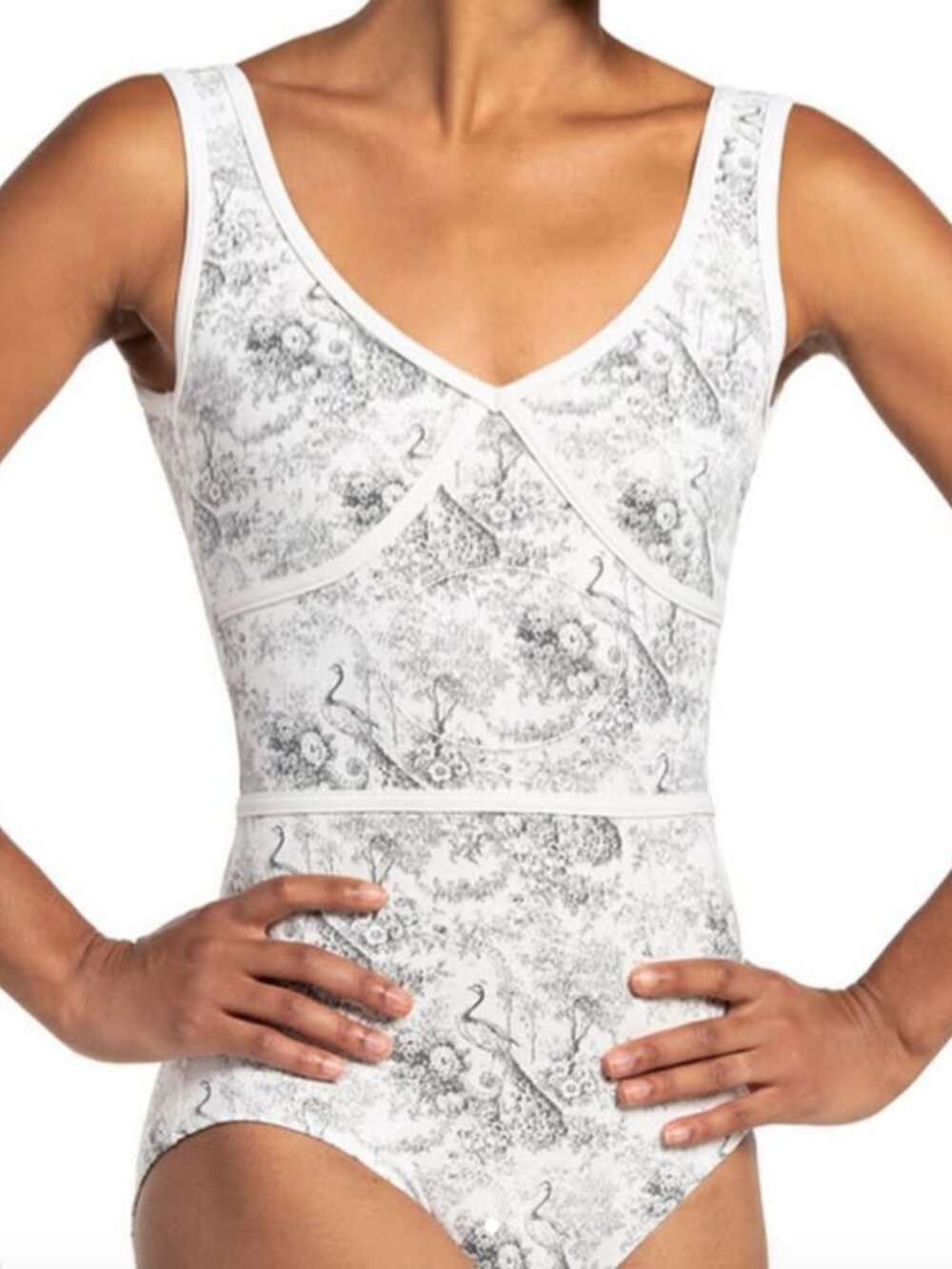 AinslieWear Women's Peacock Toile Print Leotard (US Medium)